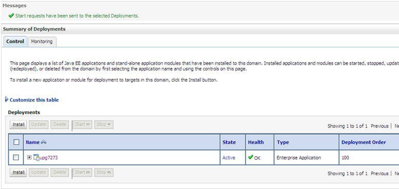 This image shows the Summary of Deployments Enterprise Applications screen. This image shows the Summary of Deployments Enterprise Applications screen.