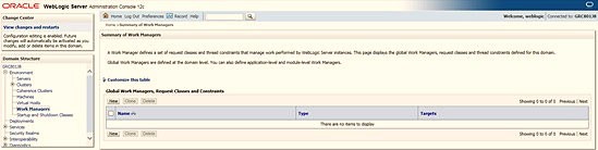 This image shows the WebLogic Work Manager screen. This image shows the WebLogic Work Manager screen.