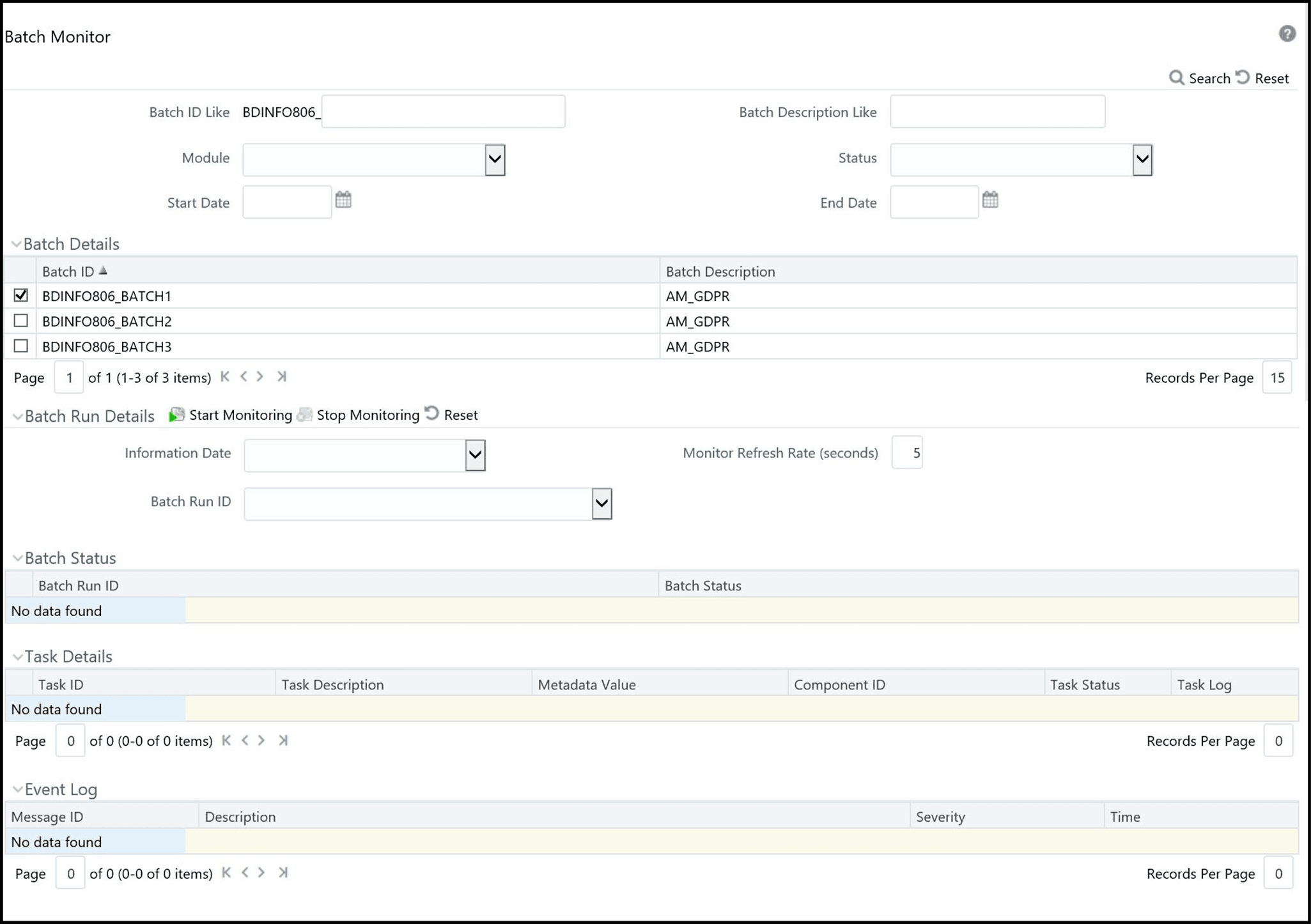 Batch Monitor Page
