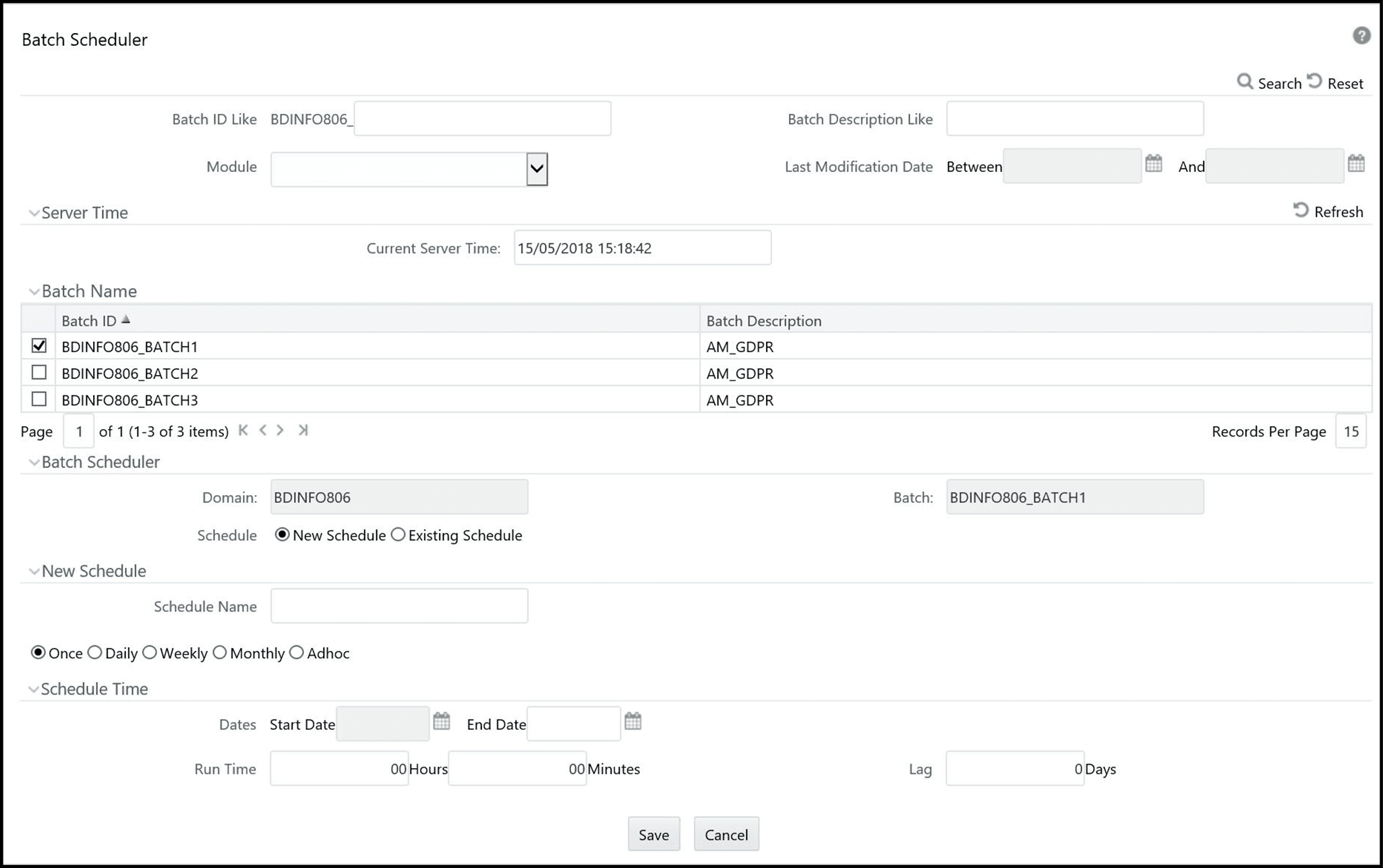 Scheduling a Batch Once