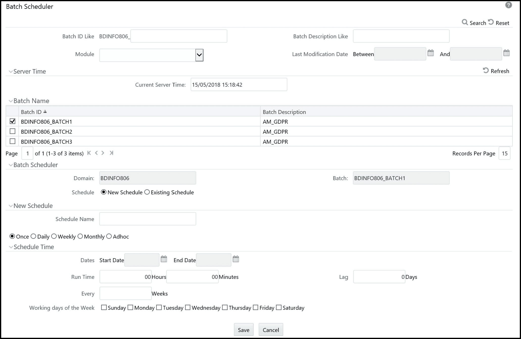 Scheduling a Weekly Batch