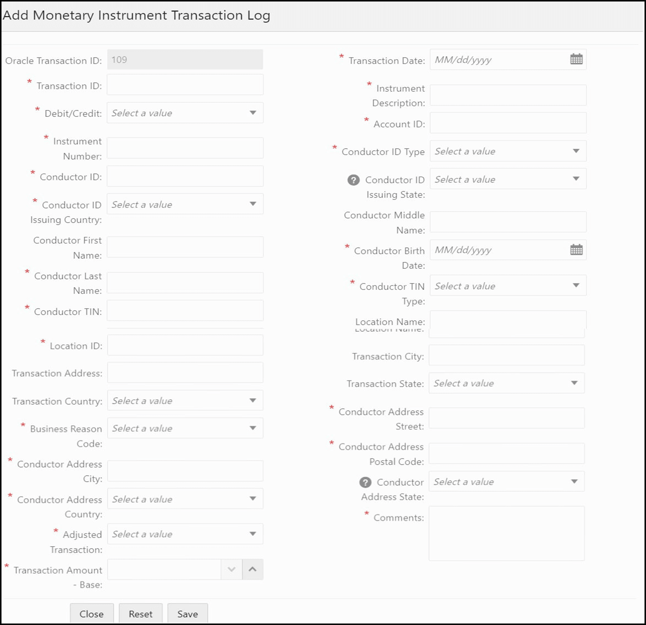Add Monetary Instrument log