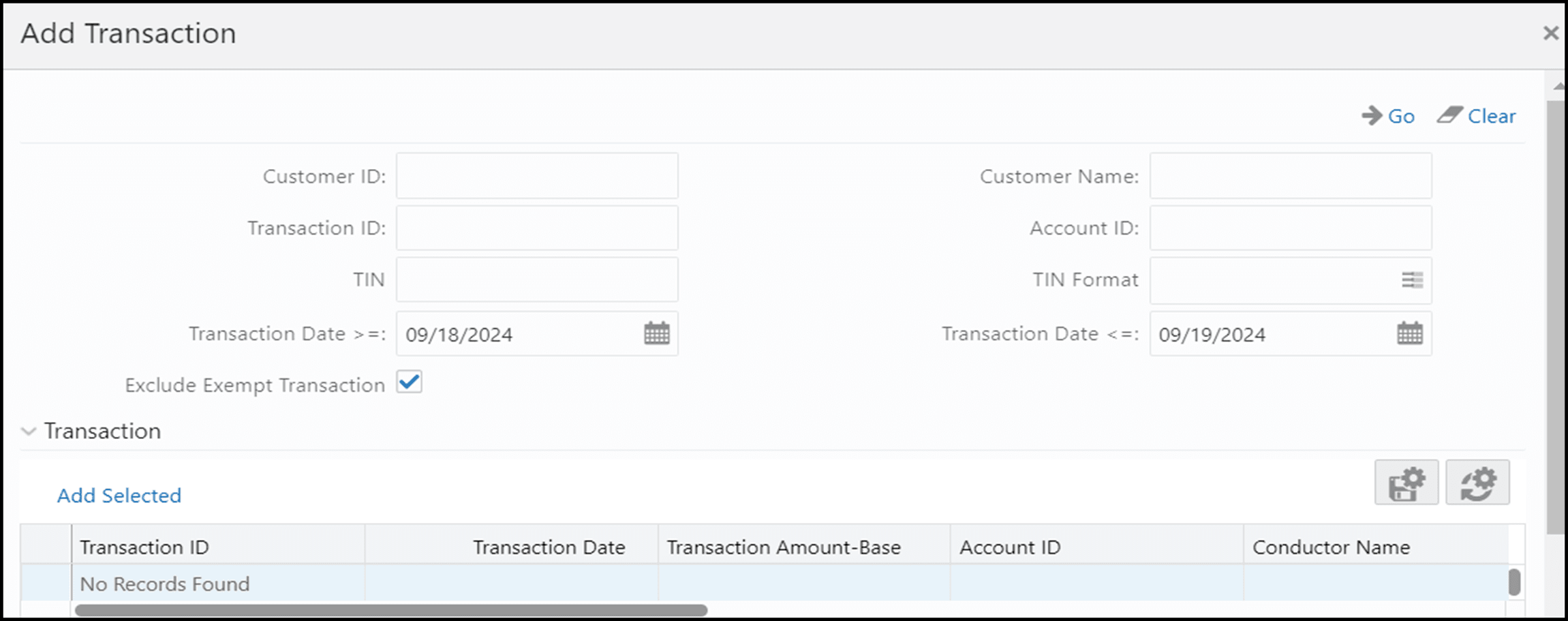 Add Transaction Window