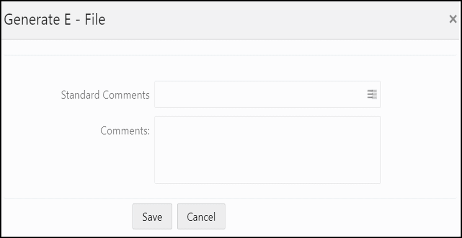 Generate E-File Window