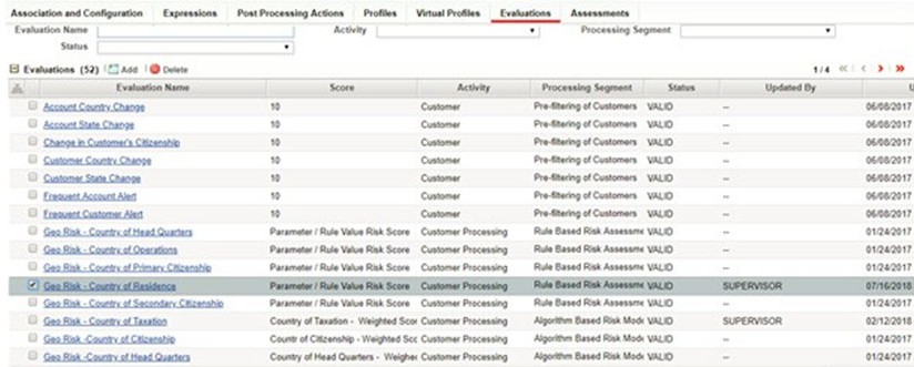 This image shows the Evaluations menu.