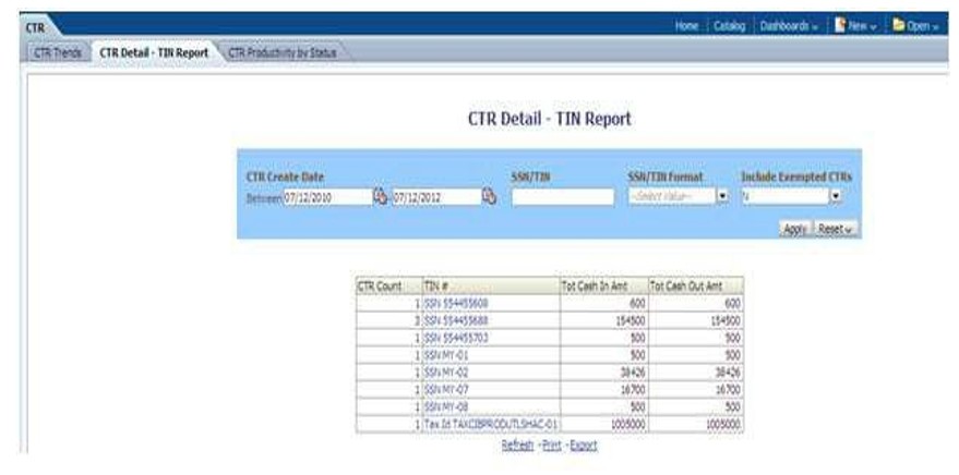CTR Detail - TIN Report