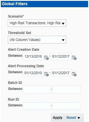 Scenario Tuning Filter Fields