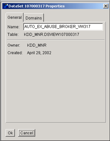 DataSet Properties Dialog Box DataSet Properties Dialog Box