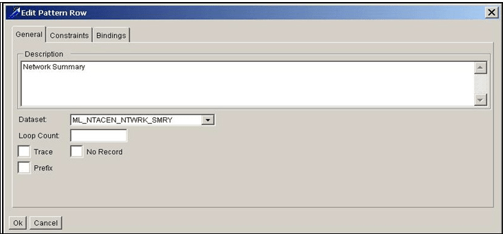 Edit Pattern Row Dialog Box-General Tab Edit Pattern Row Dialog Box-General Tab