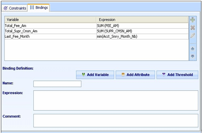 Edit Rule Dialog Box—Bindings Tab Edit Rule Dialog Box—Bindings Tab