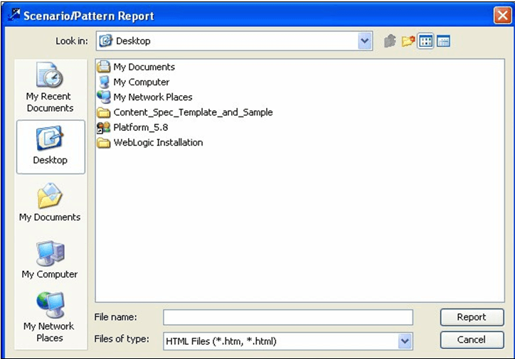 Scenario or Pattern Report Dialog Box Scenario or Pattern Report Dialog Box