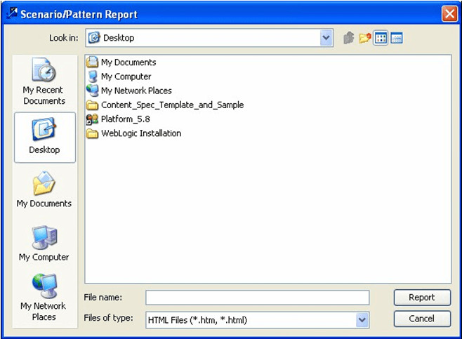 Scenario/Pattern Report Dialog Box Scenario/Pattern Report Dialog Box