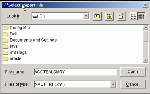 Select Import File Dialog Box Select Import File Dialog Box