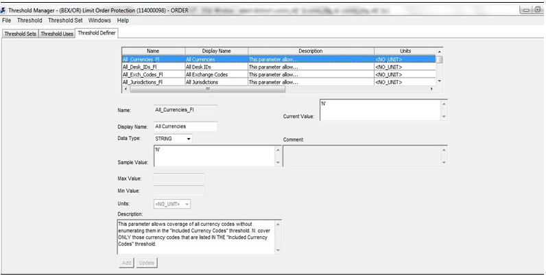 Threshold Definer Tab Threshold Definer Tab