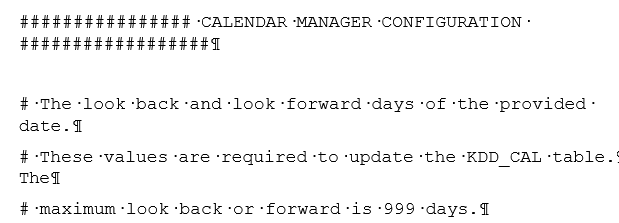 Calender Manager Configuration