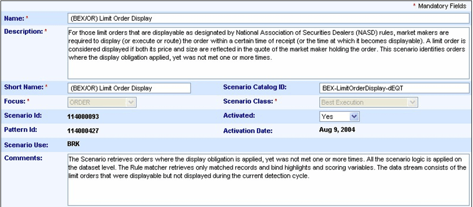 Rule Scenario Editor - Scenario Elements Area