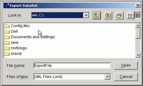 Export DataSet Dialog Box