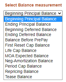 “Select Balance measurement” list