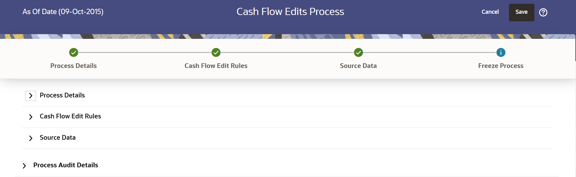 Create Cash Flow Edits Process