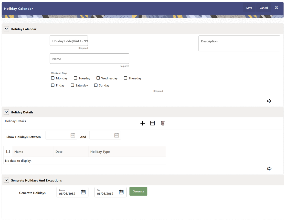 Create a Holiday Calendar