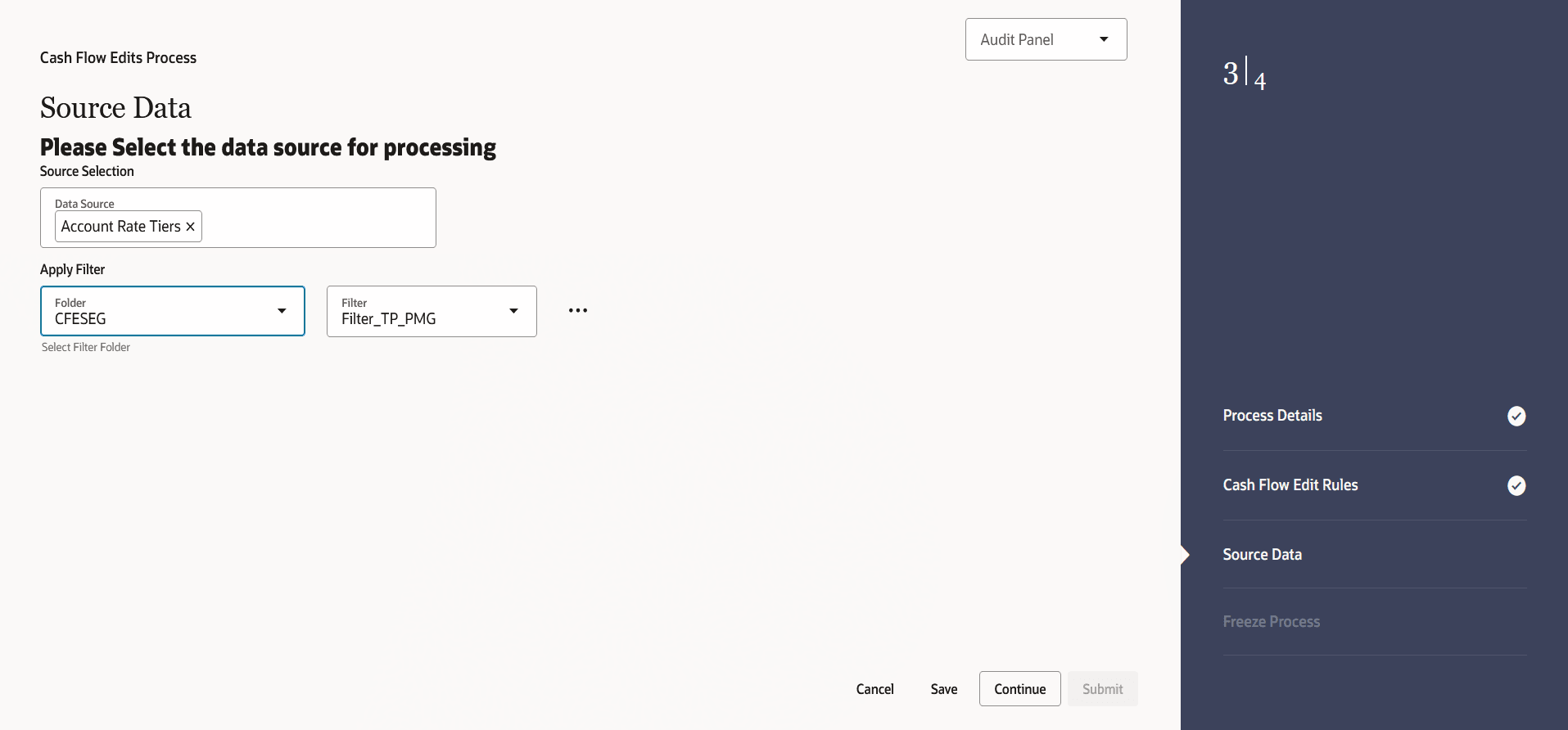 Create Cash Flow Edits Process