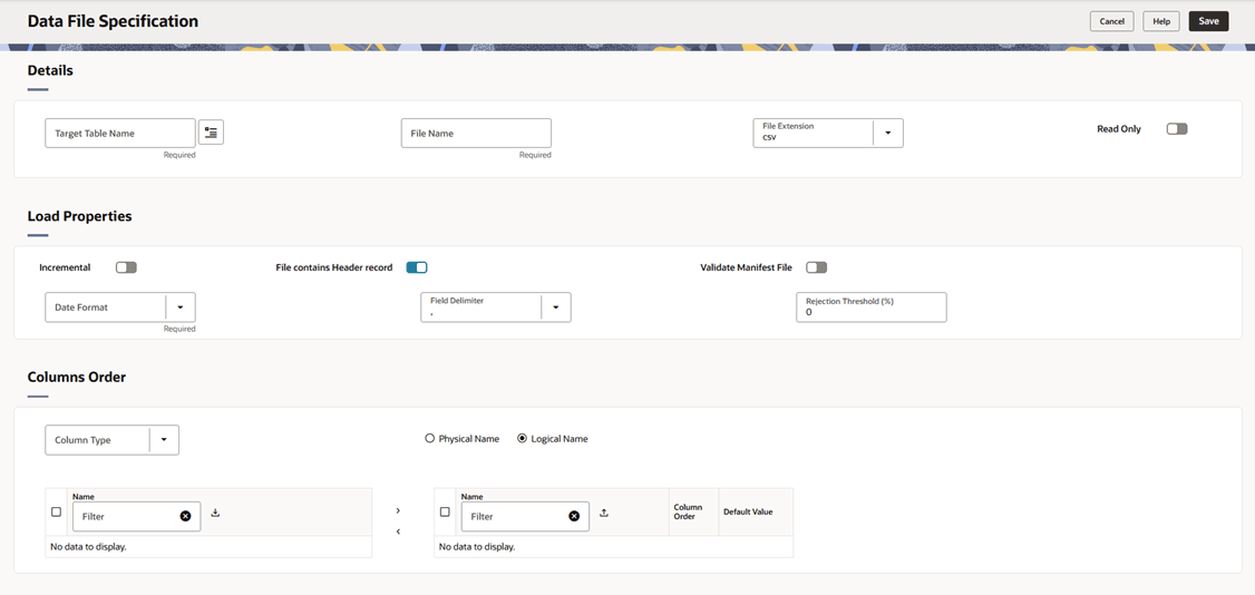 Data File Specification Data File Specification