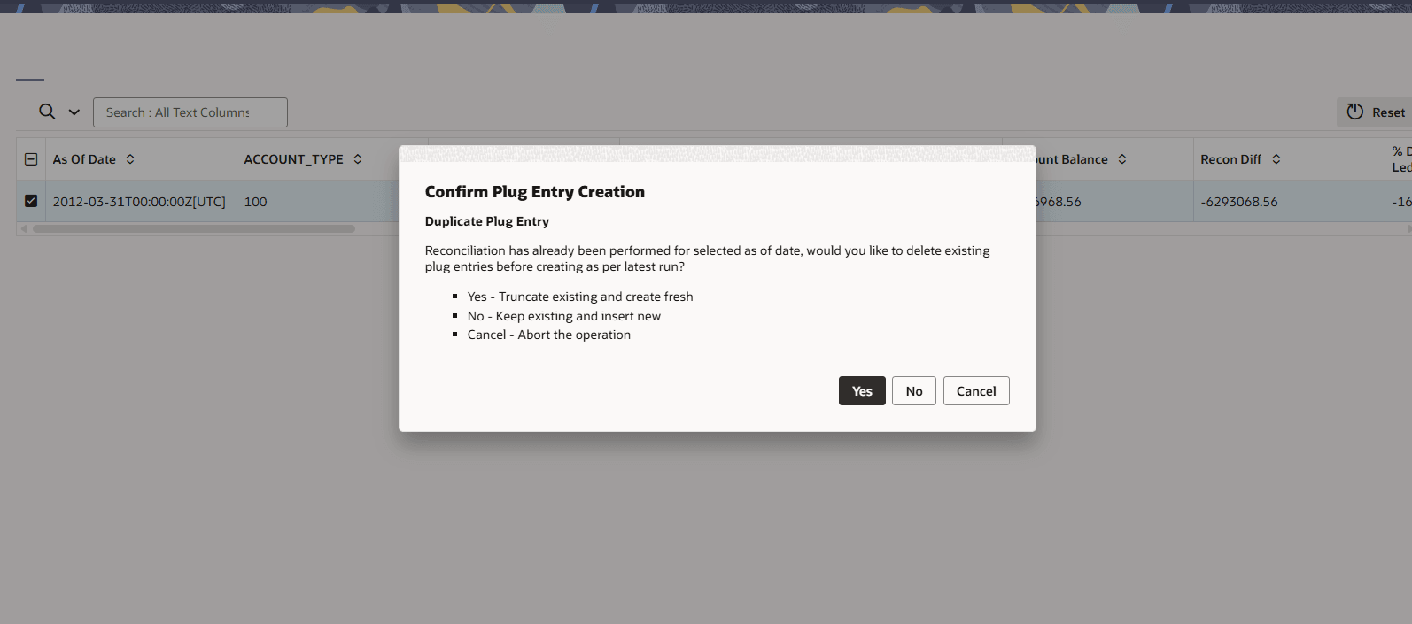 This Confirmation screen displays the options that you can select before deleting a selected Plug entry.
