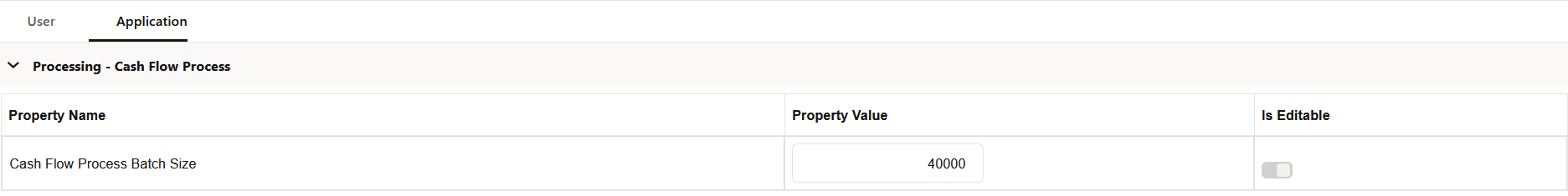 Processing - Cash Flow Process section of Application Preference