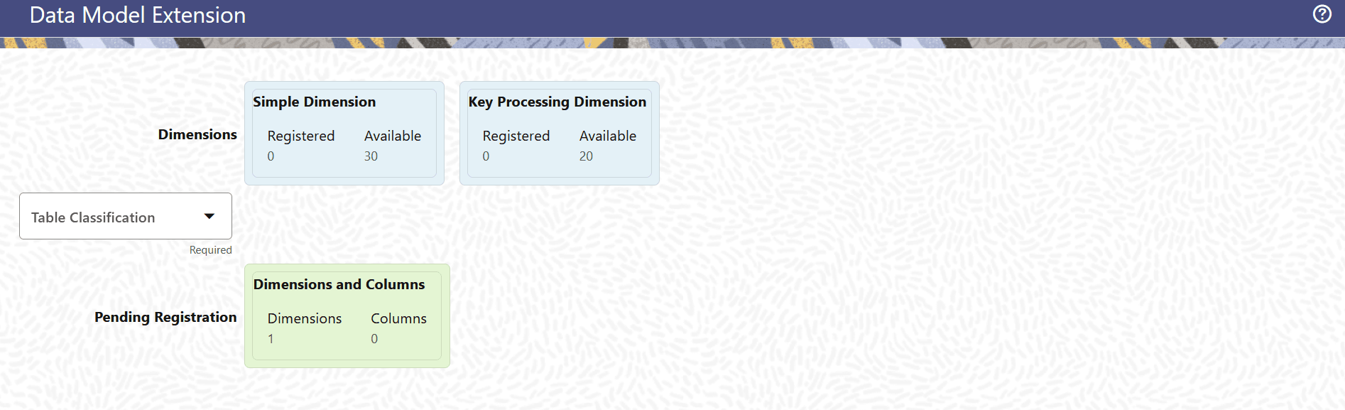 Data Model Extension Summary Screen