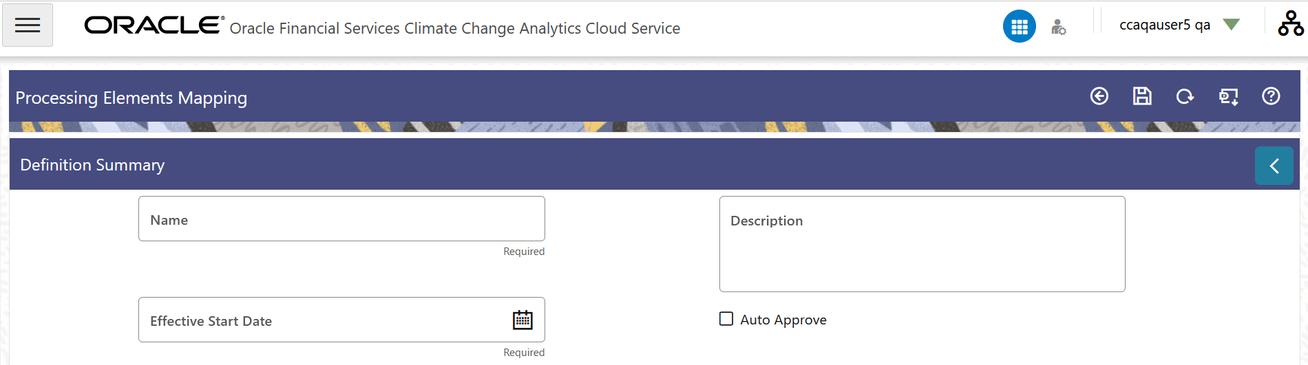 The Process Elements Mapping Summary Page