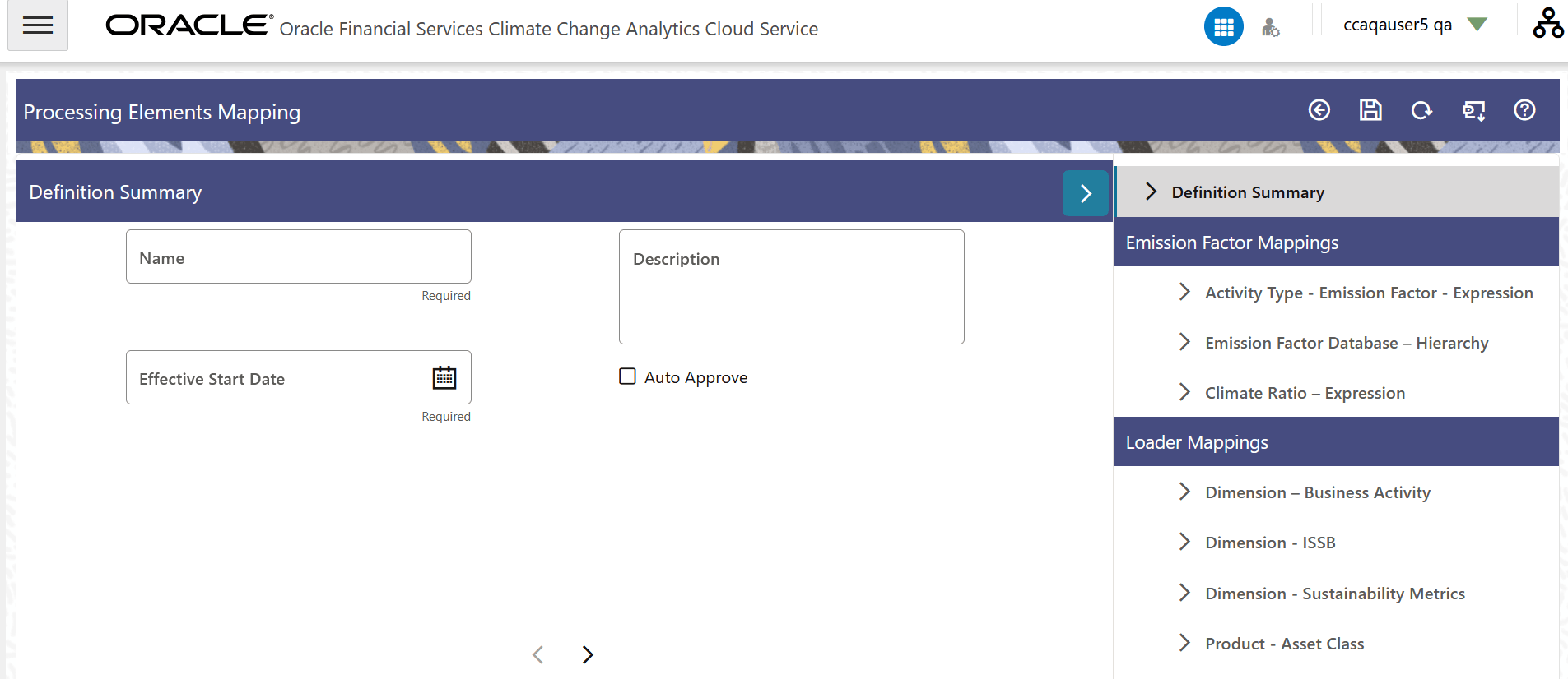 Definition Summary Pane