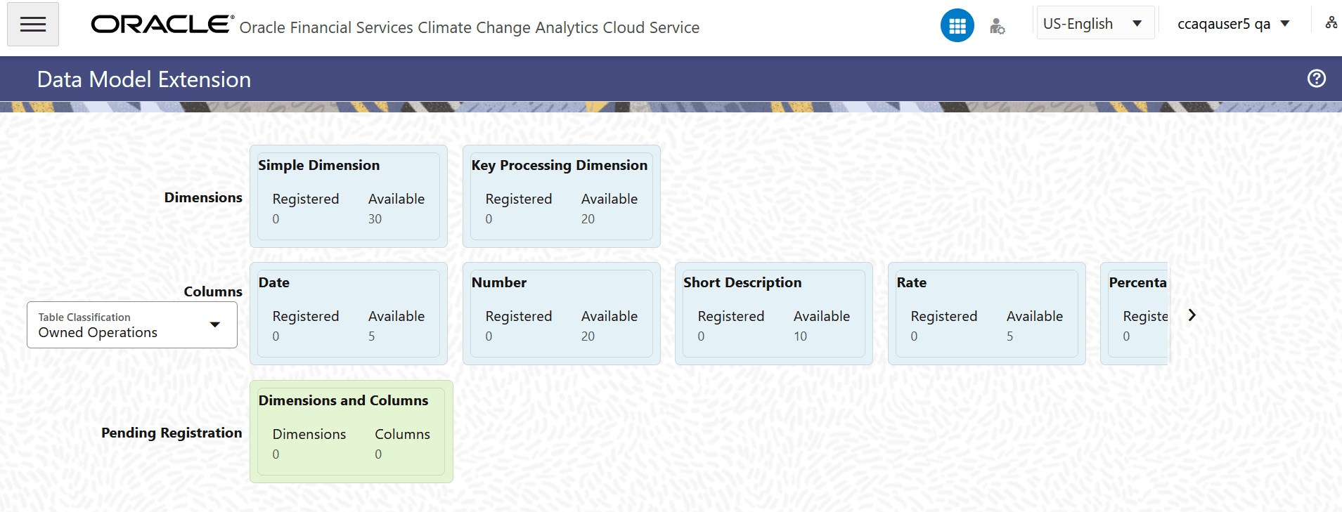 Data Model Extension Summary Screen - Owned Operations