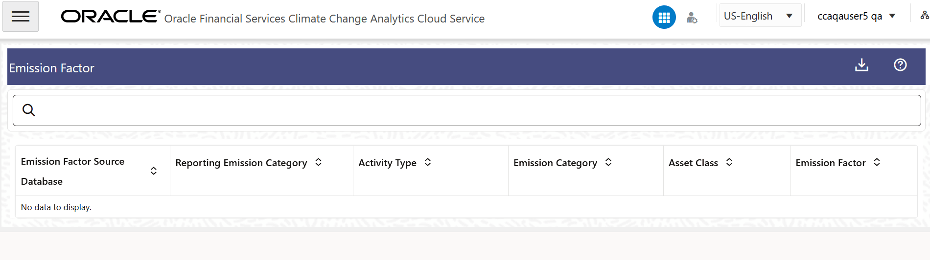 Emission Factor Summary Page