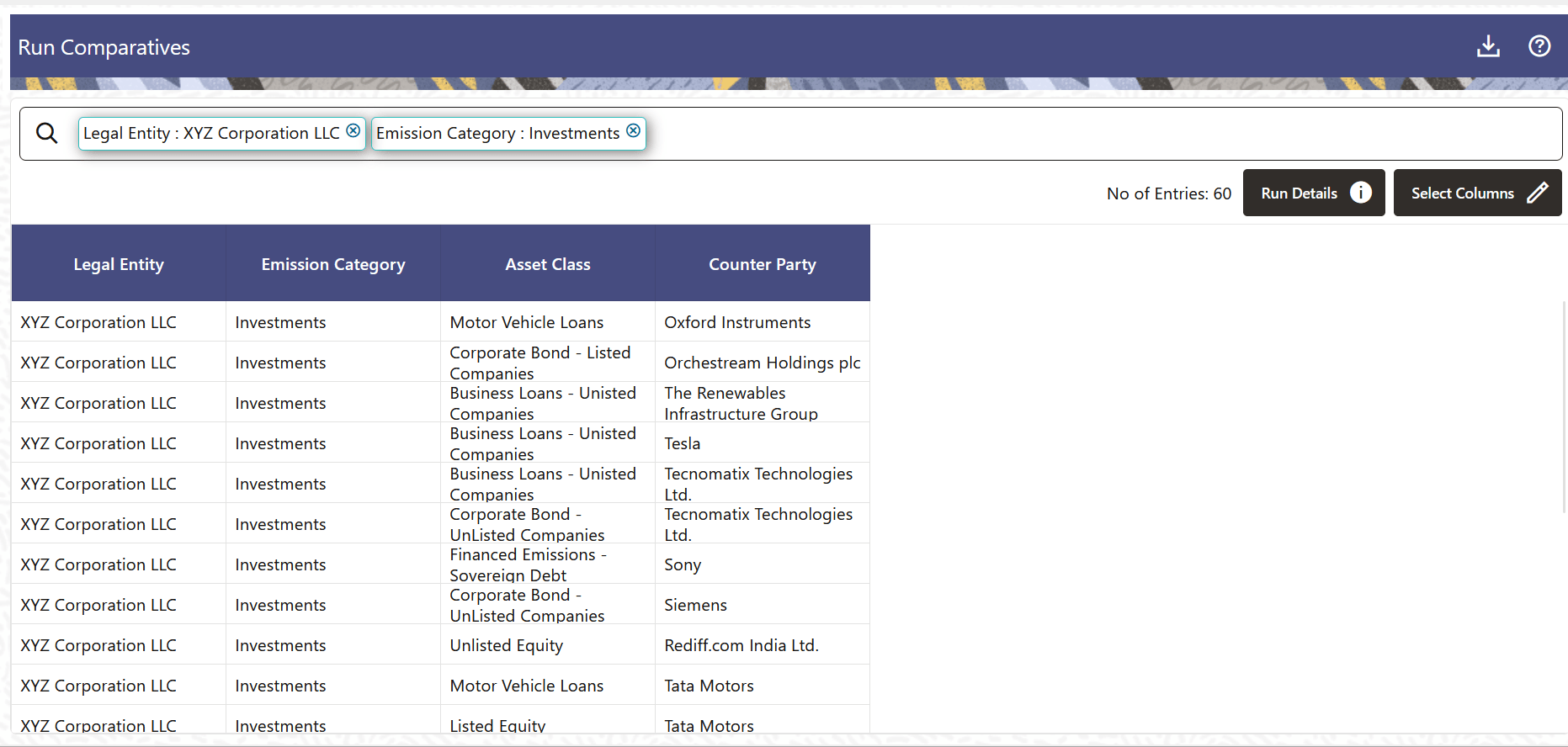 Run Comparatives Window