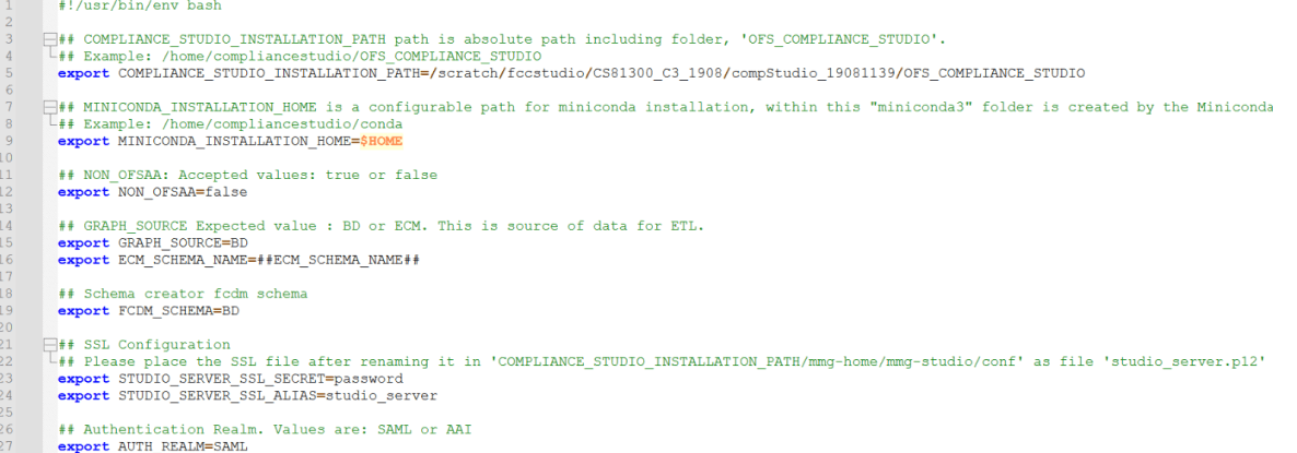 Snapshot of config.sh file