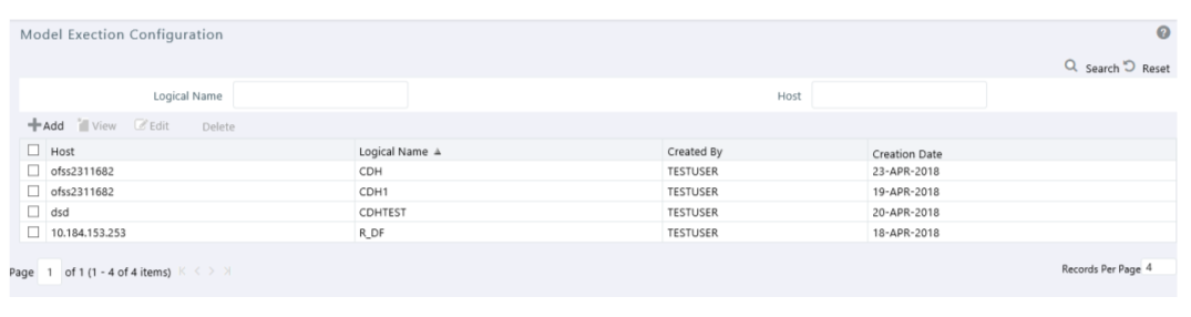 This image displays the Model Execution Configuration.