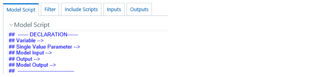 This image displays the Model Script Console.