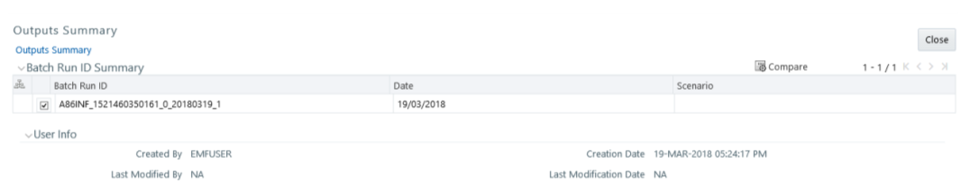 This image displays the Outputs Summary window.