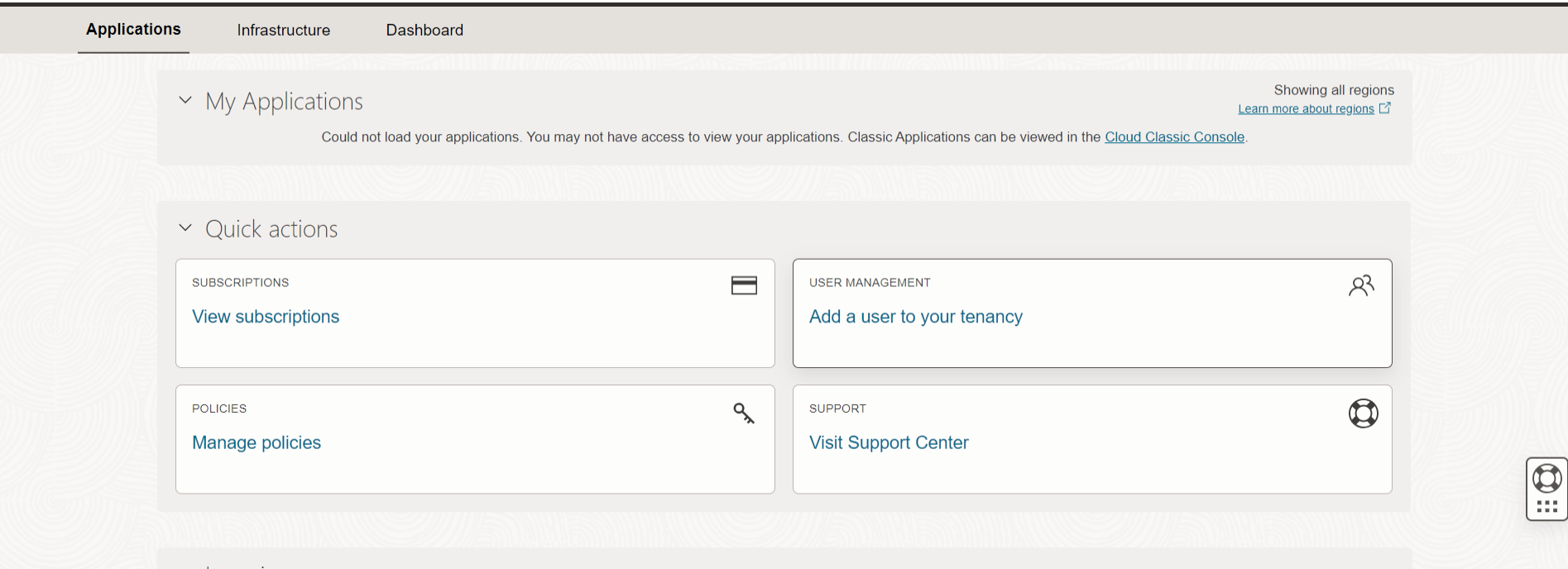 New OCI Console Dashboard