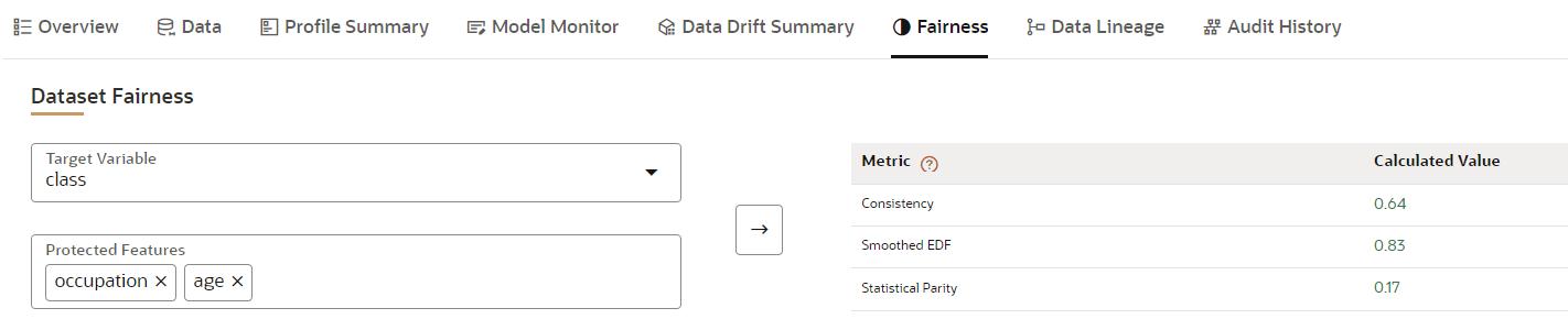 This image displays the Fairness screen.