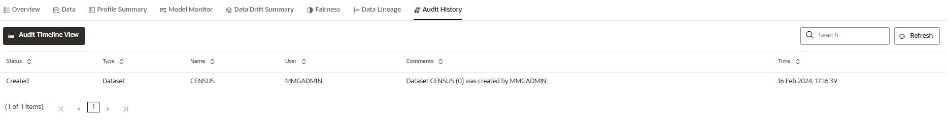 This image displays the Audit History.