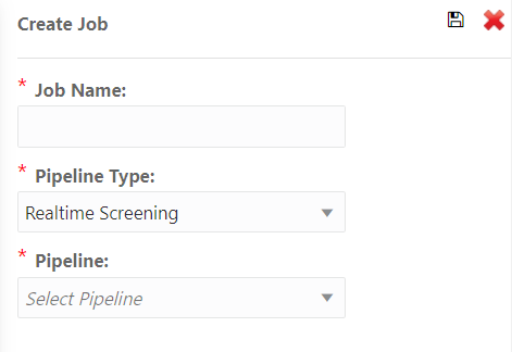 This image displays the Creating a new Job for using a modified Pipeline for Matching.