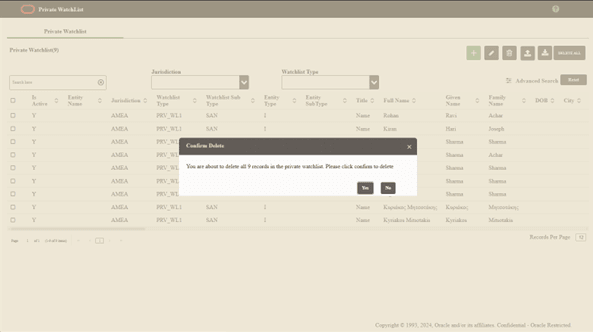 This image displays Delete all Records.
