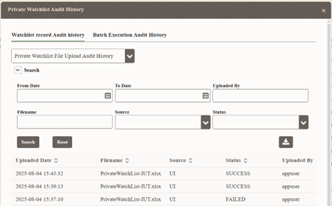 Private Watchlist Audit History