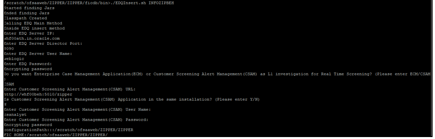This image displays the Configure the EDQ URL in Real-time Screening with Customer Screening Alert Management (CSAM) in different Server