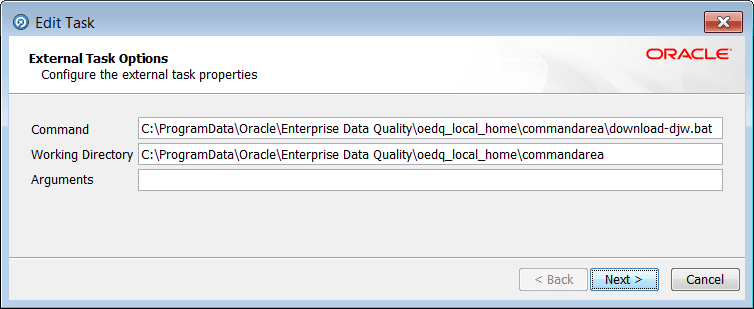 Edit Task Window for the Dow Jones Watch List