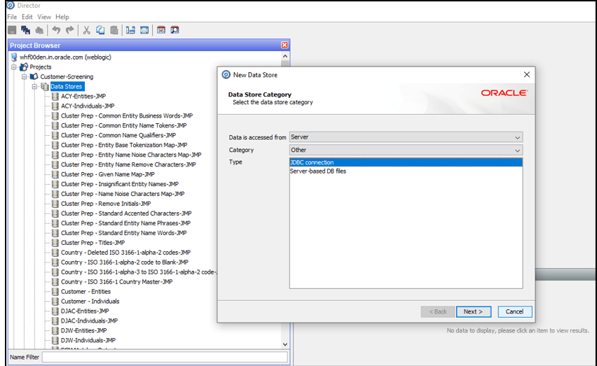 This image displays the New Data Store.