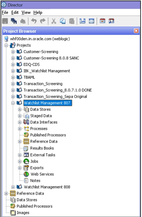 This image displays the Project Browser pane.