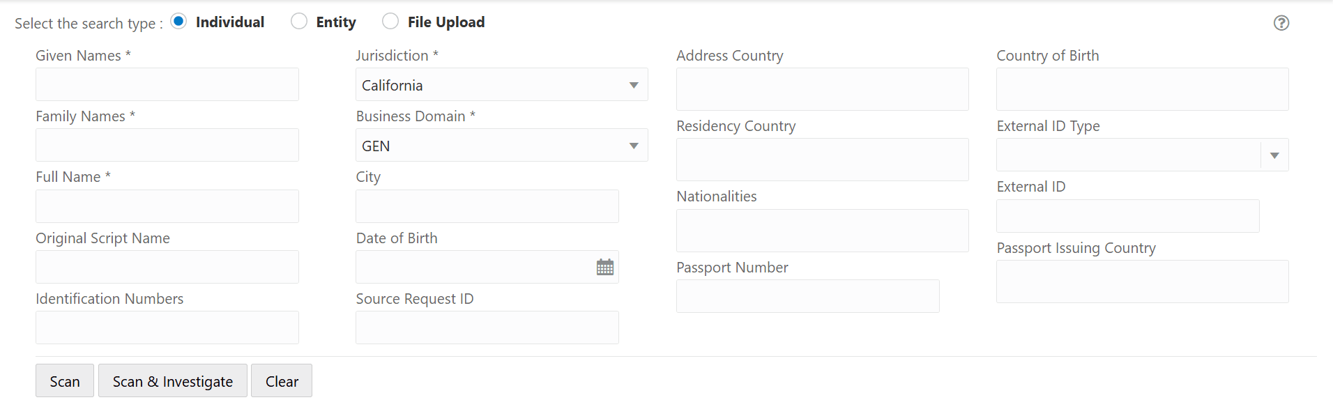 This image displays the Real-Time Screening page.