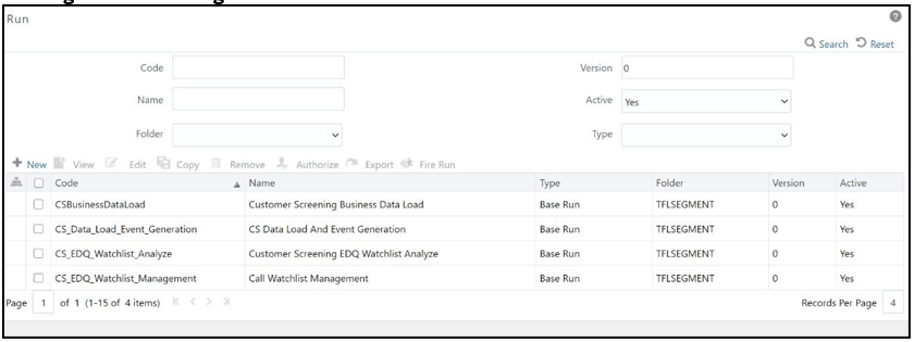 This image displays the Run page.